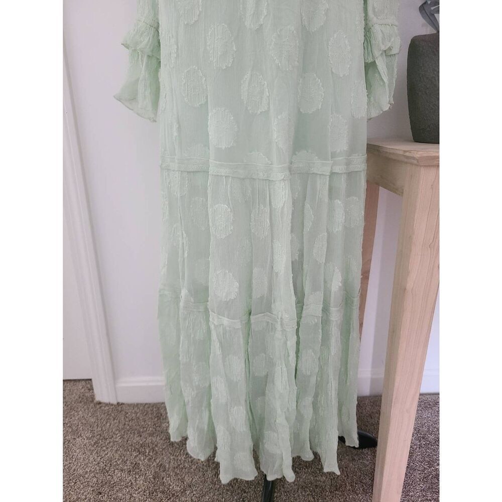 Free People Yara Maxi Dress Women's Size Small Mint Green Puff‎ Sleeve Tiered - Picture 7 of 9